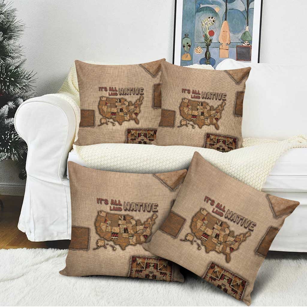 Native American Pillow Cover Retro Map Stitching Effect