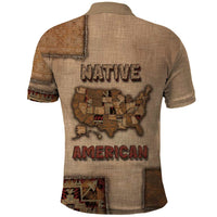 Native American Polo Shirt Retro Map Stitching Effect
