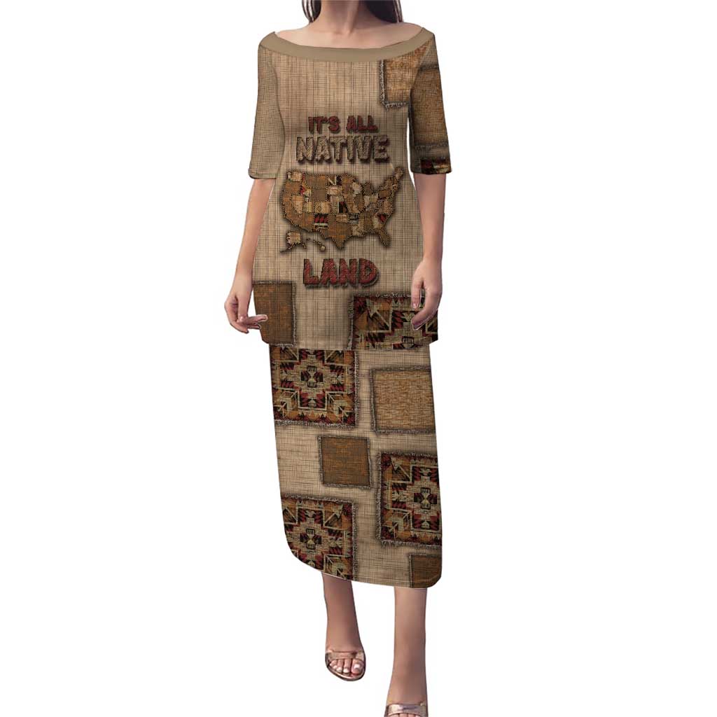 Native American Puletasi Retro Map Stitching Effect