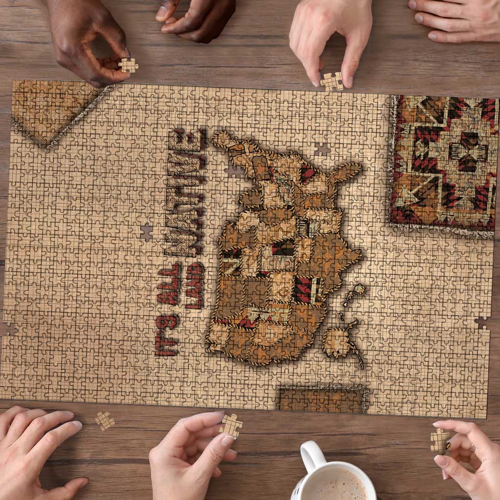 Native American Puzzle Retro Map Stitching Effect