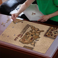 Native American Puzzle Retro Map Stitching Effect
