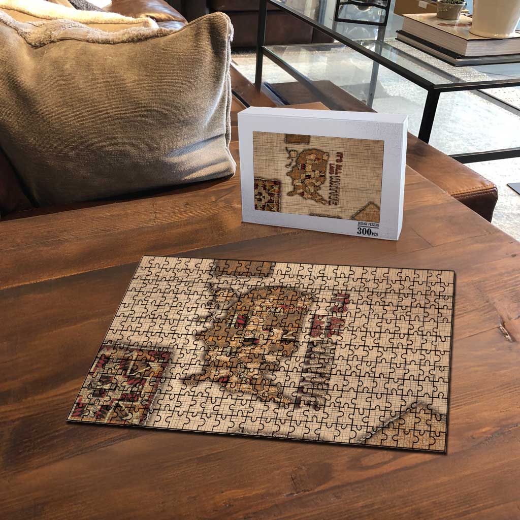 Native American Puzzle Retro Map Stitching Effect