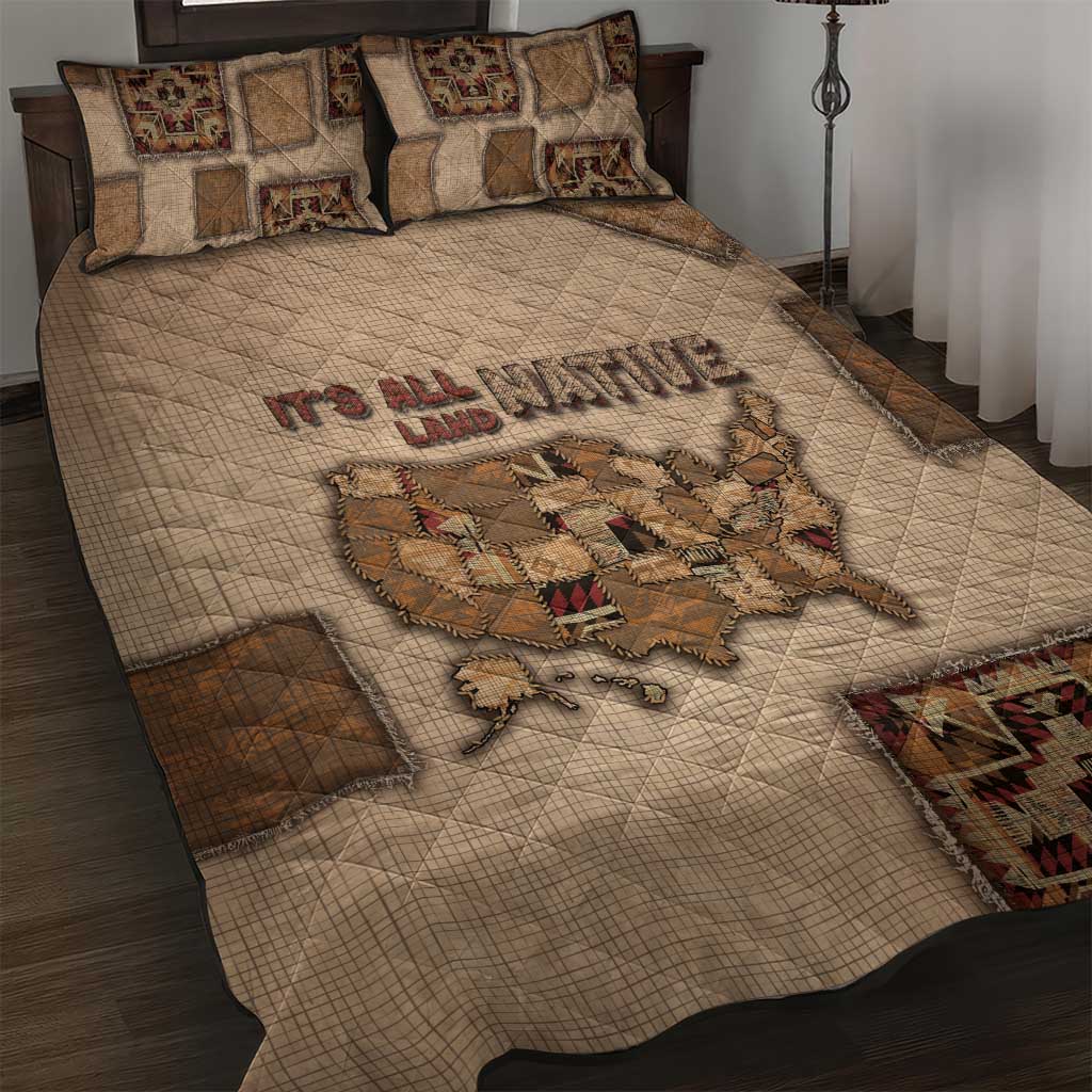 Native American Quilt Bed Set Retro Map Stitching Effect
