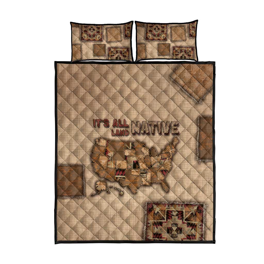 Native American Quilt Bed Set Retro Map Stitching Effect