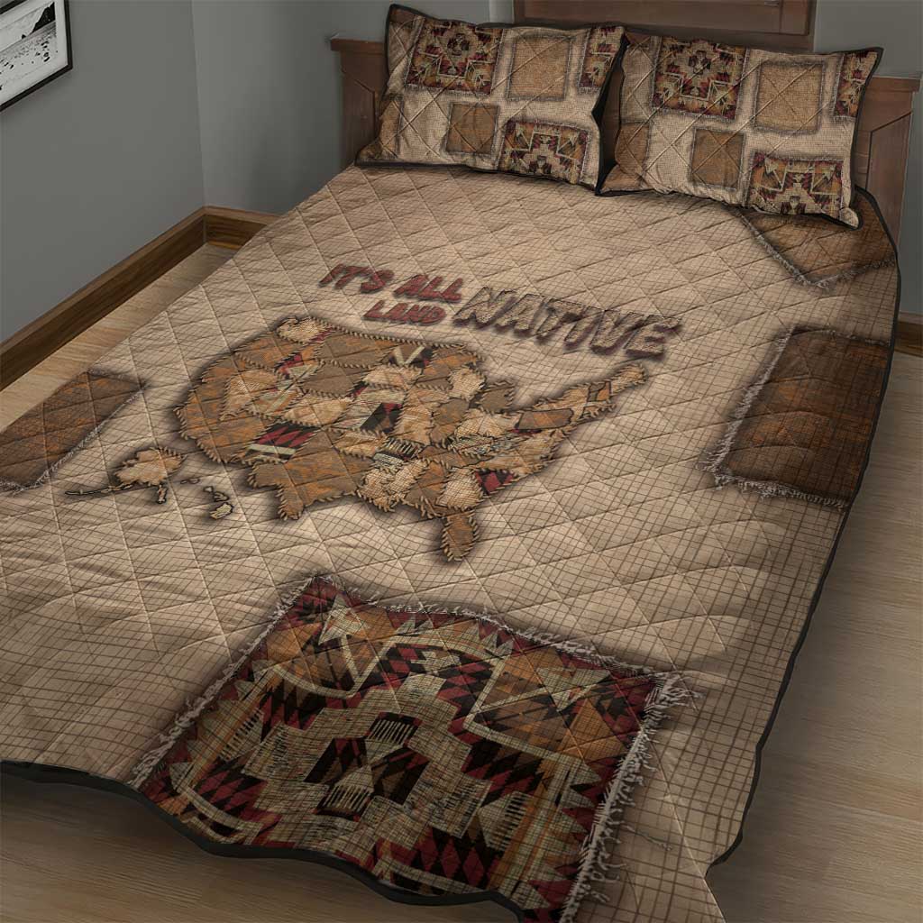 Native American Quilt Bed Set Retro Map Stitching Effect