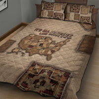 Native American Quilt Bed Set Retro Map Stitching Effect