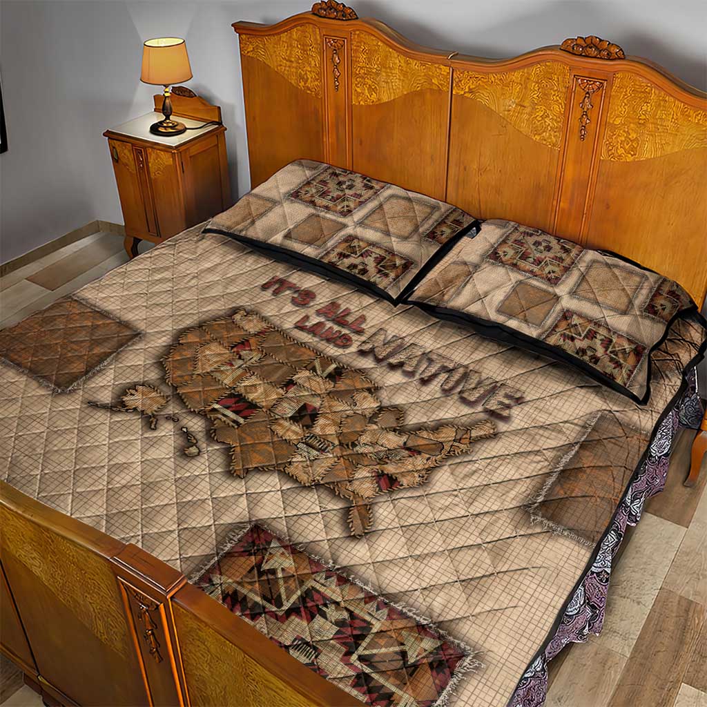 Native American Quilt Bed Set Retro Map Stitching Effect