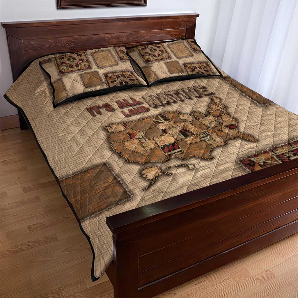 Native American Quilt Bed Set Retro Map Stitching Effect