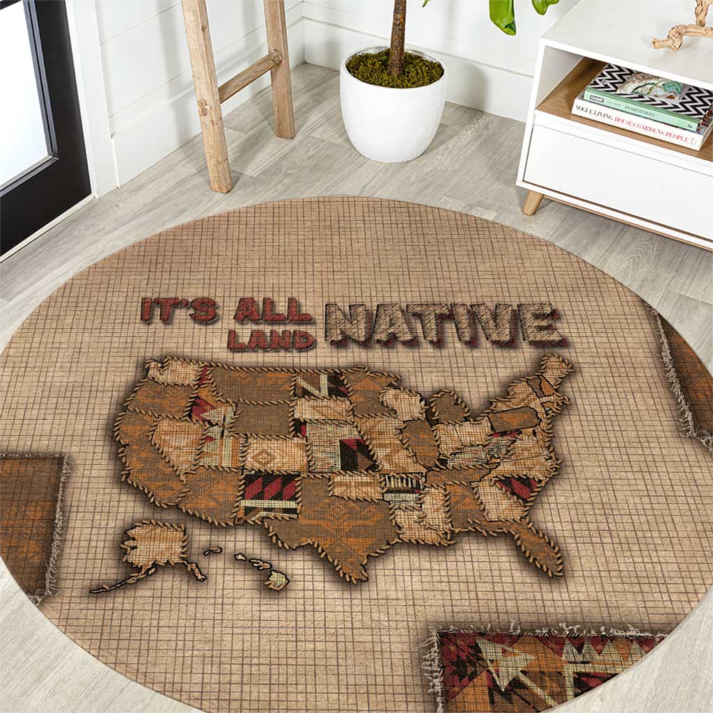 Native American Round Carpet Retro Map Stitching Effect