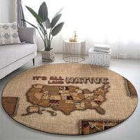 Native American Round Carpet Retro Map Stitching Effect