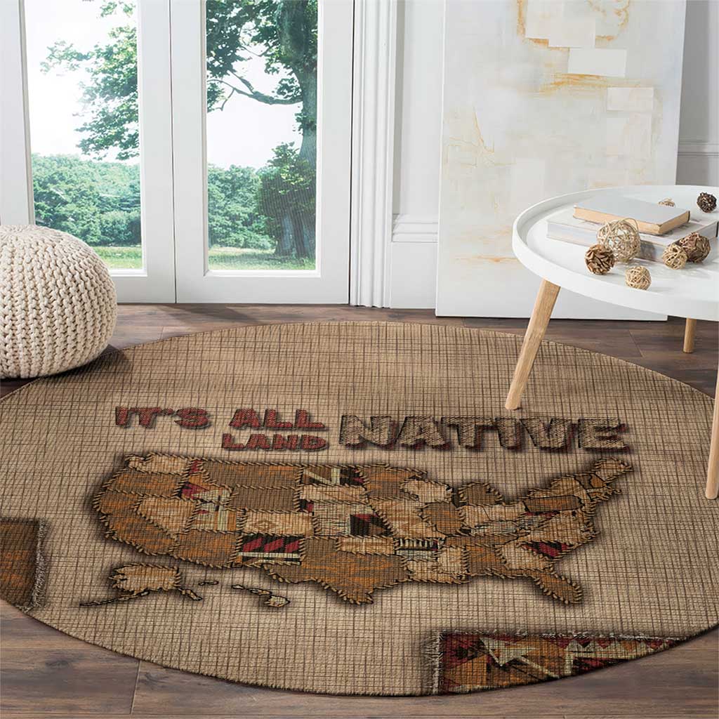 Native American Round Carpet Retro Map Stitching Effect