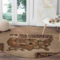 Native American Round Carpet Retro Map Stitching Effect