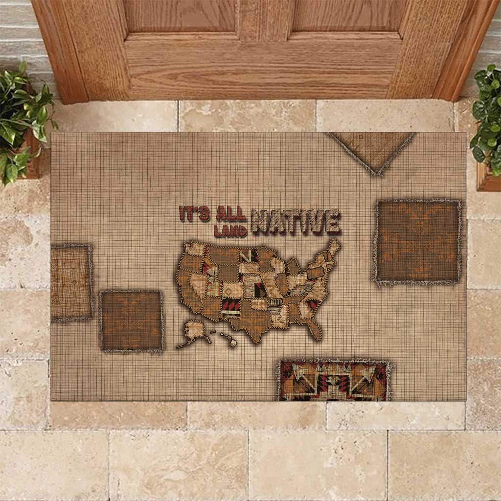 Native American Rubber Doormat Retro Map Stitching Effect