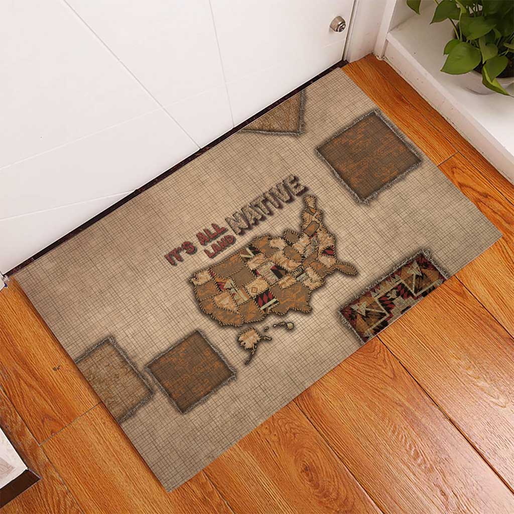 Native American Rubber Doormat Retro Map Stitching Effect