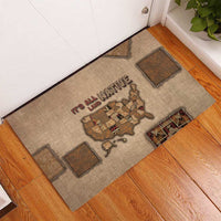 Native American Rubber Doormat Retro Map Stitching Effect