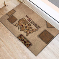 Native American Rubber Doormat Retro Map Stitching Effect