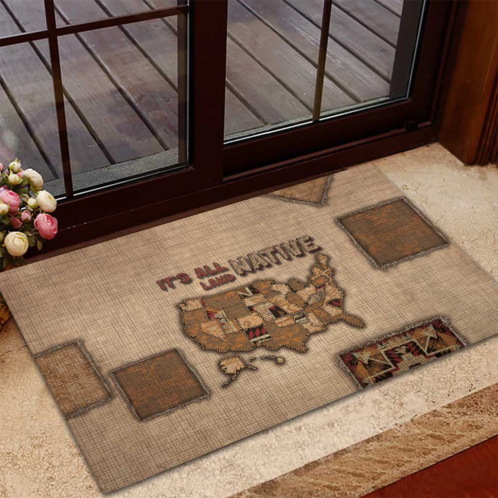 Native American Rubber Doormat Retro Map Stitching Effect