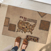 Native American Rubber Doormat Retro Map Stitching Effect