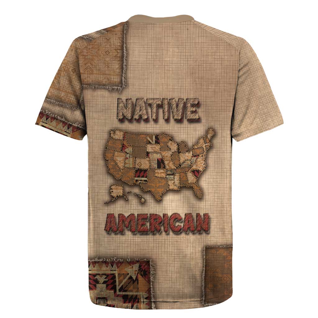 Native American Rugby Jersey Retro Map Stitching Effect