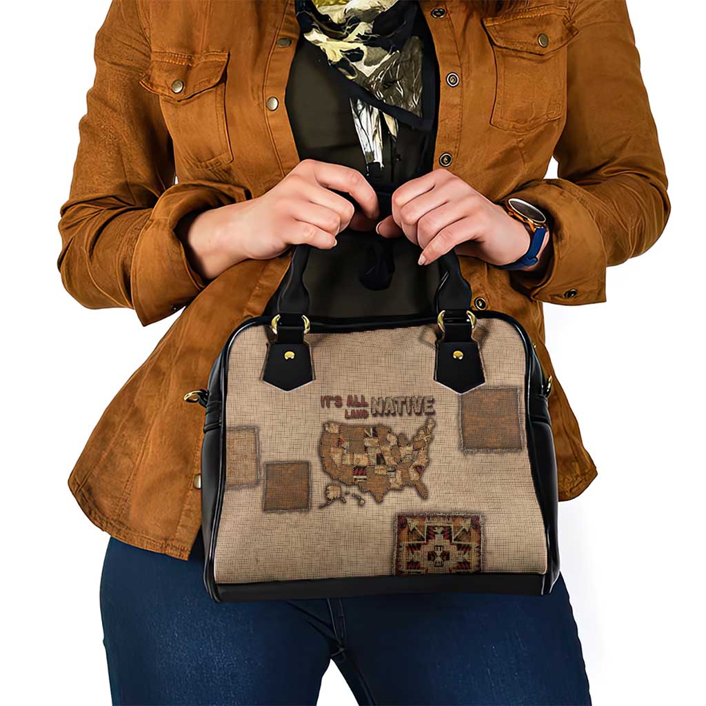 Native American Shoulder Handbag Retro Map Stitching Effect