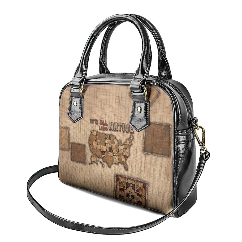Native American Shoulder Handbag Retro Map Stitching Effect