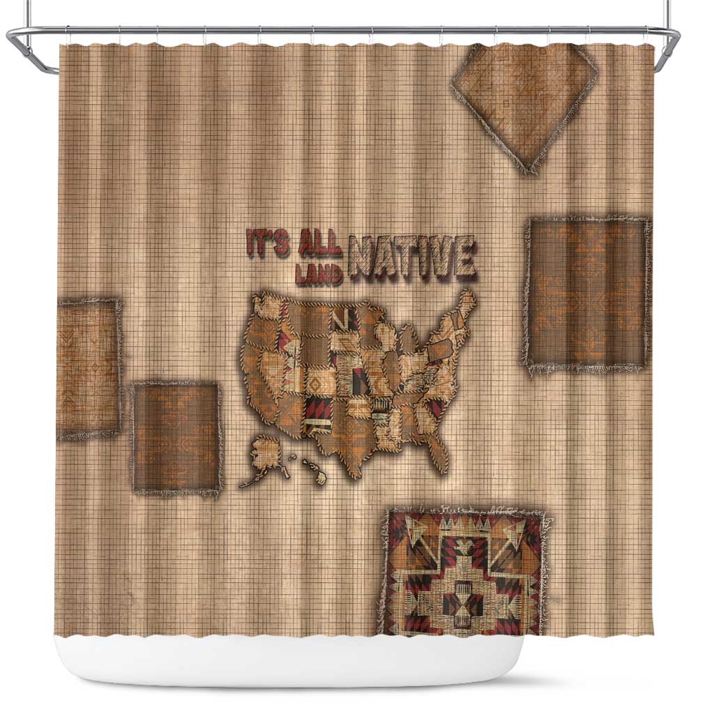 Native American Shower Curtain Retro Map Stitching Effect