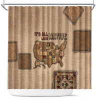 Native American Shower Curtain Retro Map Stitching Effect