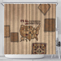 Native American Shower Curtain Retro Map Stitching Effect