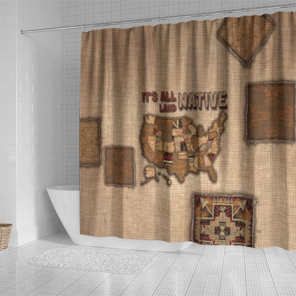 Native American Shower Curtain Retro Map Stitching Effect