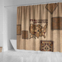 Native American Shower Curtain Retro Map Stitching Effect