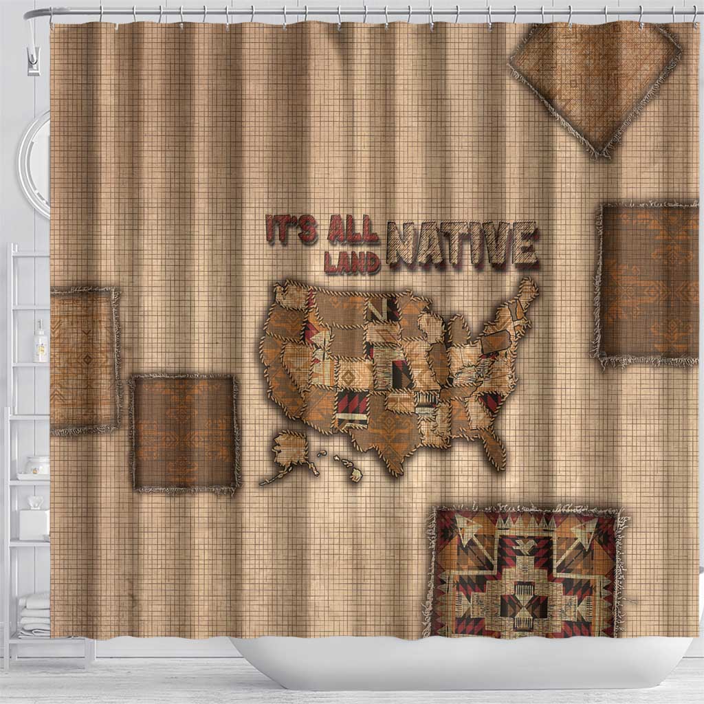 Native American Shower Curtain Retro Map Stitching Effect