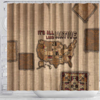 Native American Shower Curtain Retro Map Stitching Effect