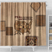 Native American Shower Curtain Retro Map Stitching Effect