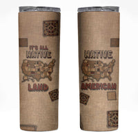 Native American Skinny Tumbler Retro Map Stitching Effect