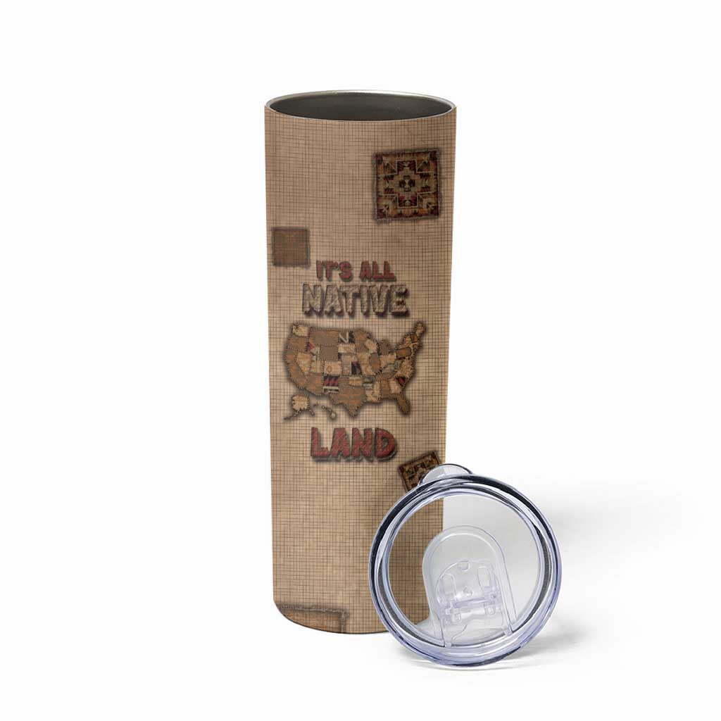 Native American Skinny Tumbler Retro Map Stitching Effect