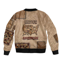 Native American Sleeve Zip Bomber Jacket Retro Map Stitching Effect