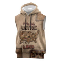 Native American Sleeveless Hoodie Retro Map Stitching Effect