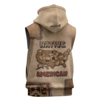 Native American Sleeveless Hoodie Retro Map Stitching Effect