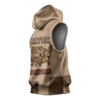Native American Sleeveless Hoodie Retro Map Stitching Effect