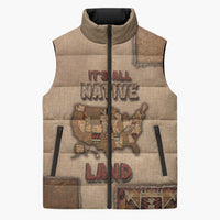 Native American Sleeveless Puffer Jacket Retro Map Stitching Effect