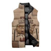 Native American Sleeveless Puffer Jacket Retro Map Stitching Effect