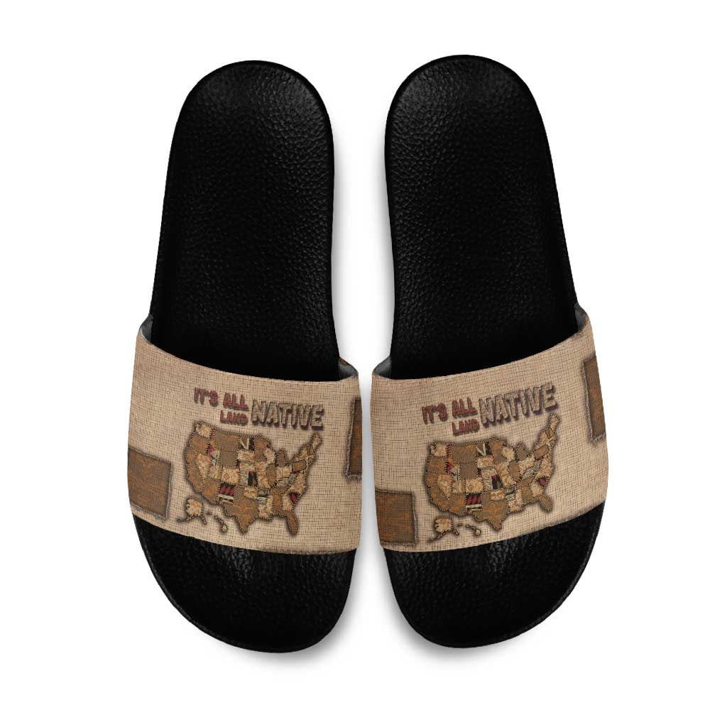 Native American Slide Sandals Retro Map Stitching Effect