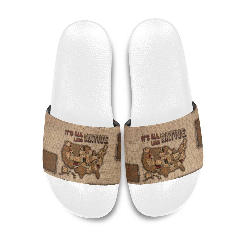 Native American Slide Sandals Retro Map Stitching Effect
