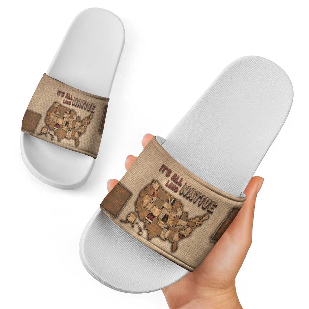 Native American Slide Sandals Retro Map Stitching Effect