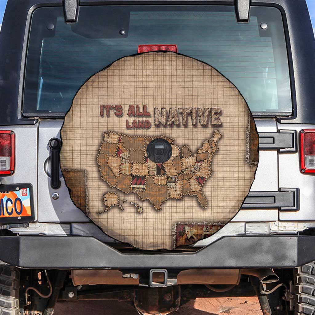 Native American Spare Tire Cover Retro Map Stitching Effect