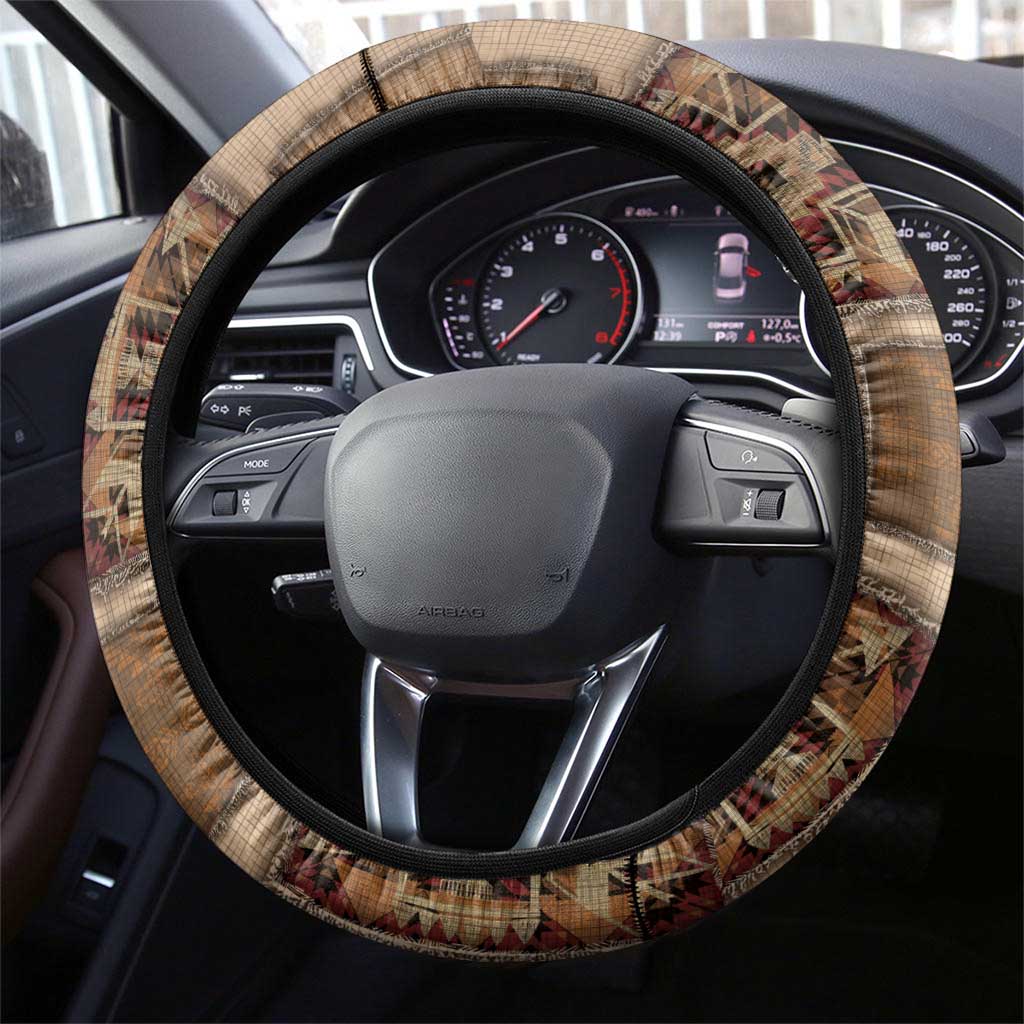 Native American Steering Wheel Cover Retro Map Stitching Effect