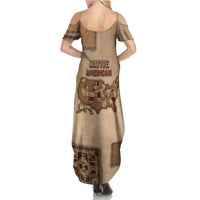 Native American Summer Maxi Dress Retro Map Stitching Effect