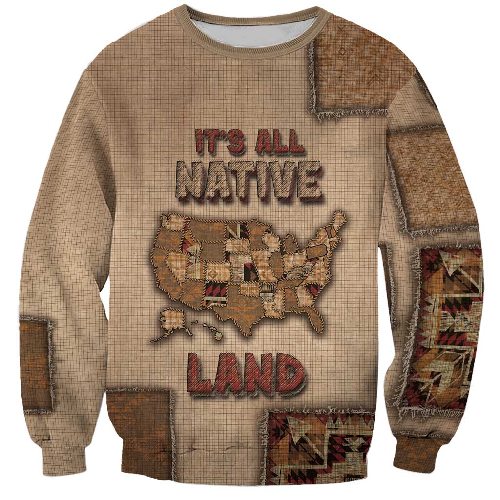 Native American Sweatshirt Retro Map Stitching Effect