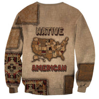 Native American Sweatshirt Retro Map Stitching Effect