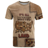 Native American T Shirt Retro Map Stitching Effect
